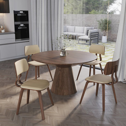 5-Piece Dining Set in Walnut/Cream