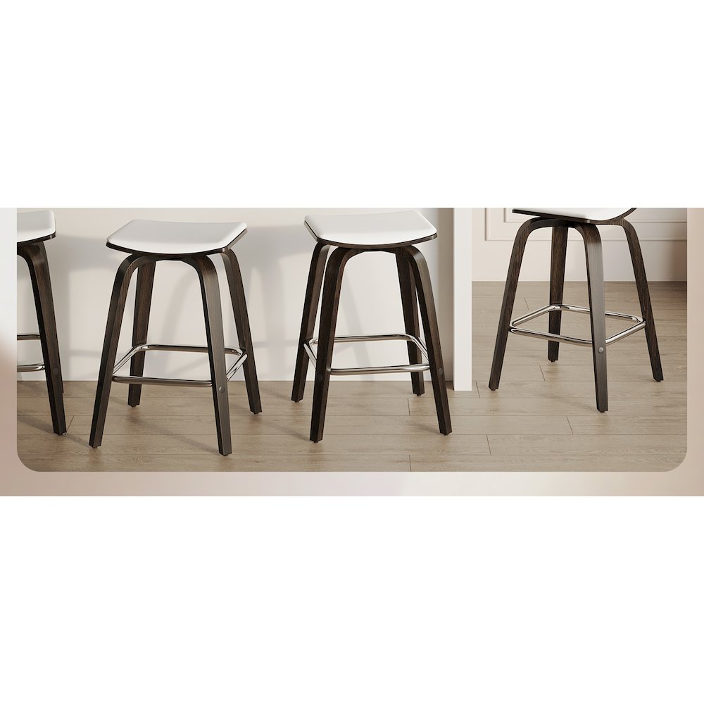 Wooden Counter Stool in White
