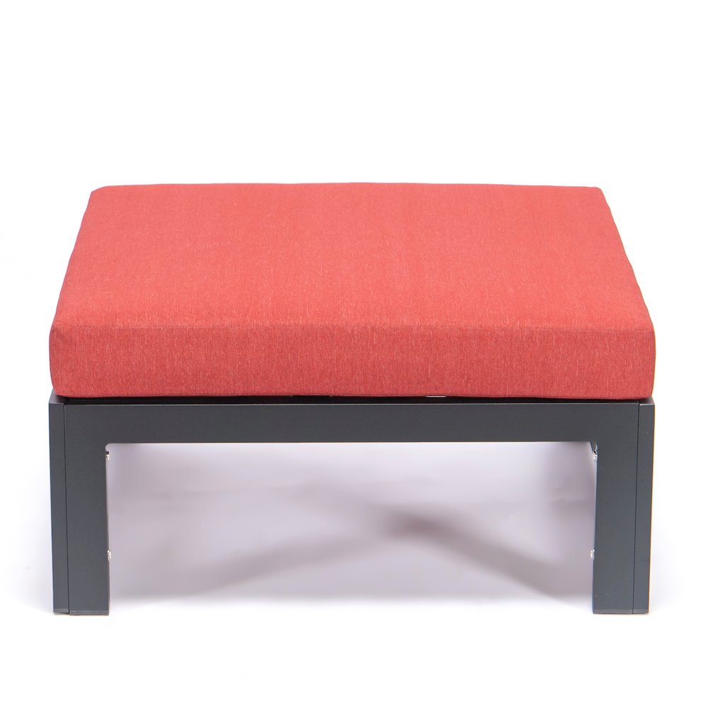 Chelsea Outdoor Patio Black Aluminum Ottomans With Cushions Set Of 2