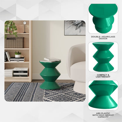 Aura Modern Plastic Side End Table, Indoor/Outdoor Use, Green