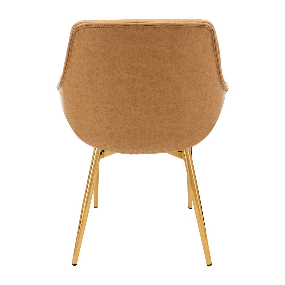 Markley Modern Leather Dining Arm Chair With Gold Metal Legs Set of 4