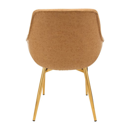 Markley Modern Leather Dining Arm Chair With Gold Metal Legs Set of 4