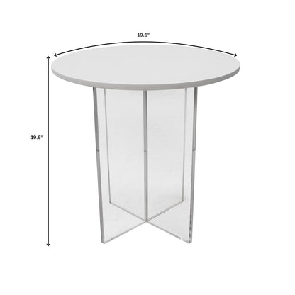 Valore Collection 20" Acrylic Side Table With White Top