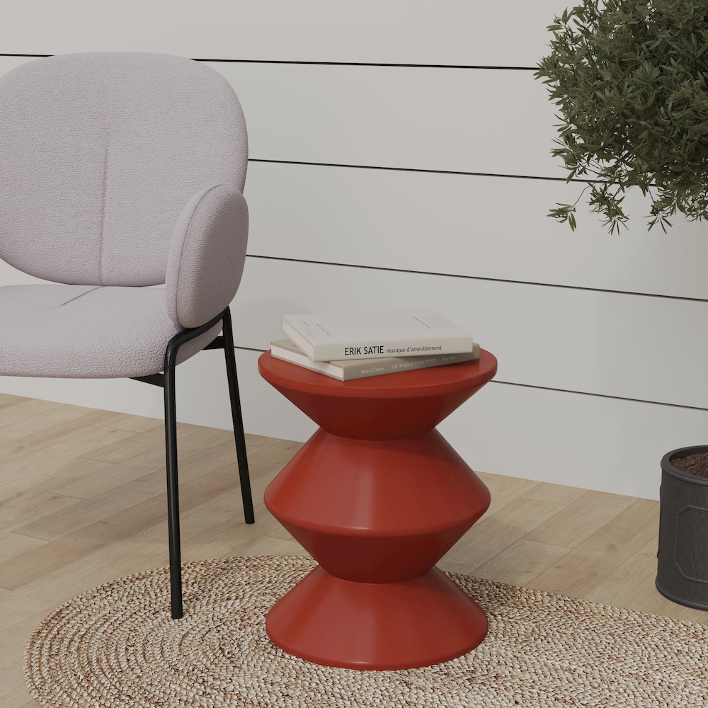 Aura Modern Plastic Side End Table, Indoor/Outdoor Use, Brown