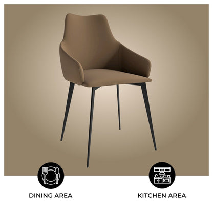 Sonnet Series Modern Dining Chair in Light Brown Fabric - Set of 2