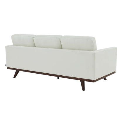 Chester Modern Leather Sofa With Birch Wood Base