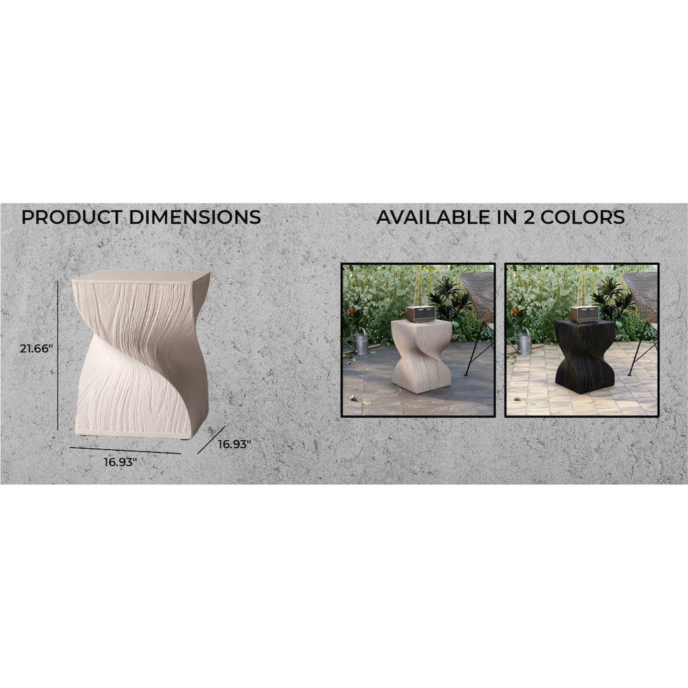 Onyx Collection Fiberglass Outdoor Side Table in Cream