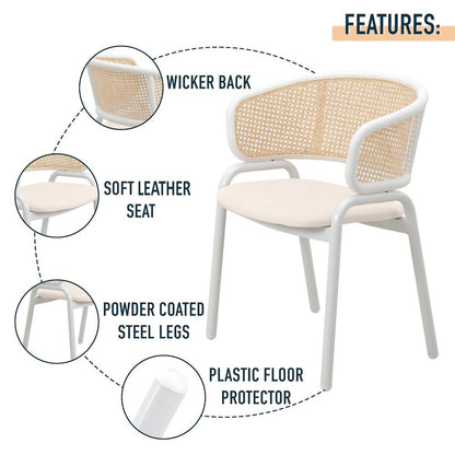 Ervilla - Dining Chair - White frame in White Leather Set of 4