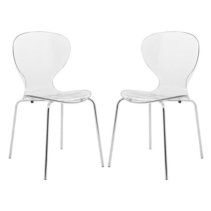 Modern Oyster Transparent Side Chair, Set of 2