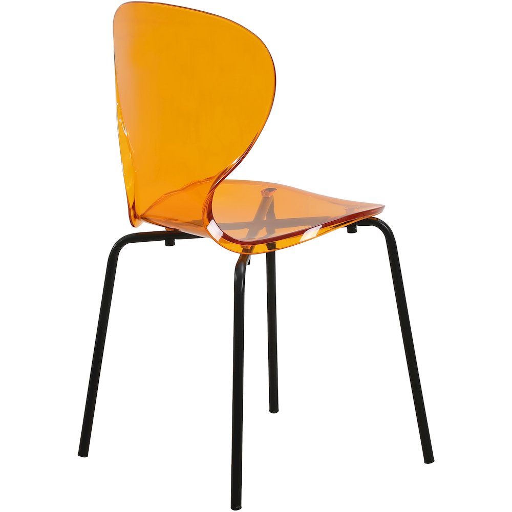 Modern Oyster Transparent Side Chair in Black Base Set of 4