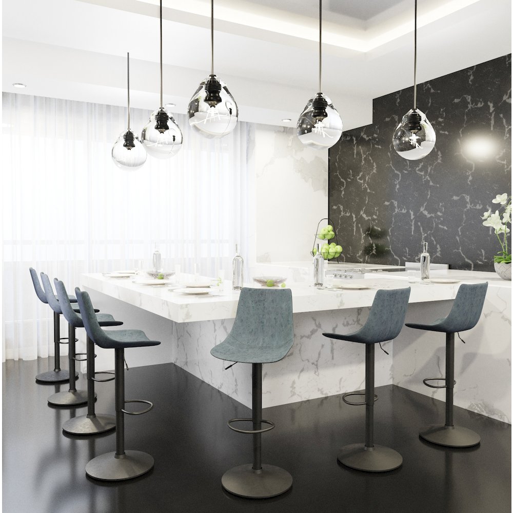 Tilbury Modern Adjustable Bar Stool in Peacock Blue