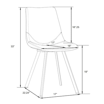 Markley Modern Leather Dining Chair With Gold Legs Set of 4