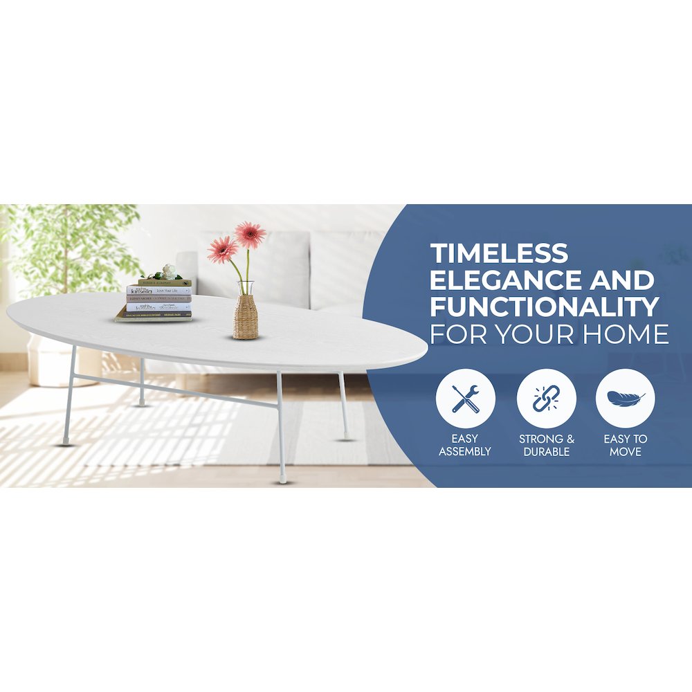 Rossmore Oval Coffee Table in White