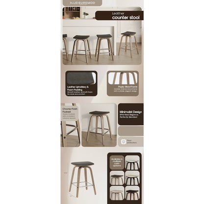 Wooden Counter Stool in Brown