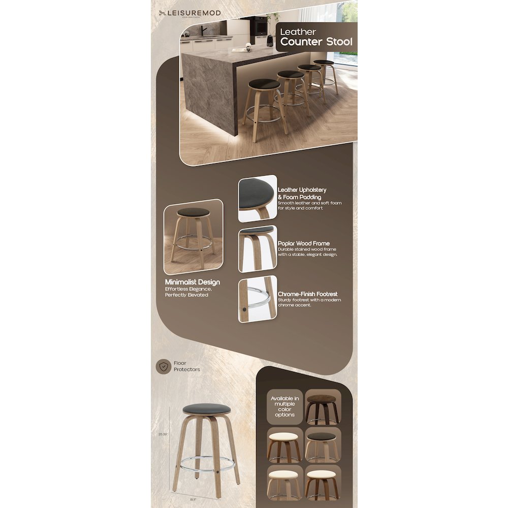Wooden Counter Stool Pelya Collection Modern Style Washed Walnut color in Black