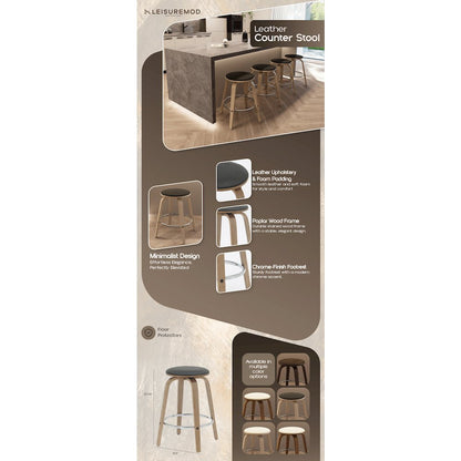 Wooden Counter Stool Pelya Collection Modern Style Washed Walnut color in Black