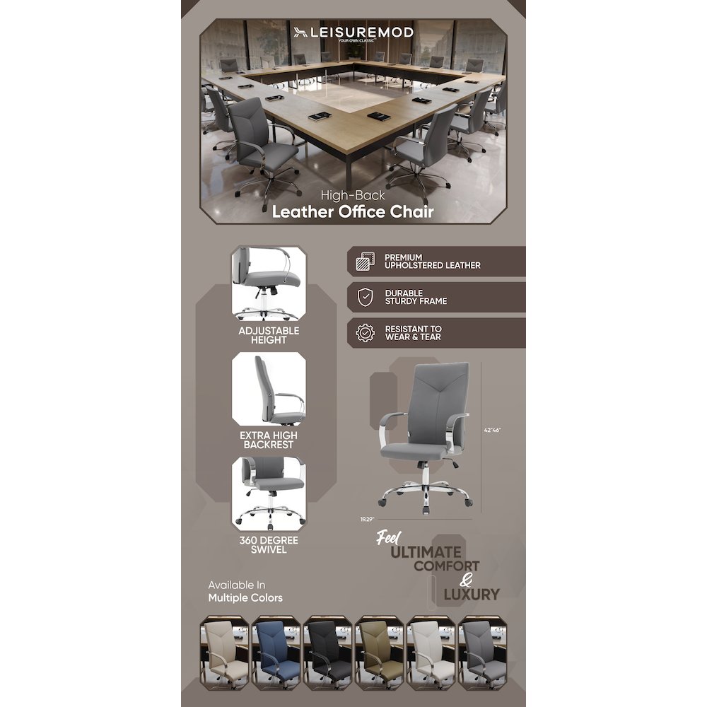 Sonora Modern High-Back Leather Office Chair