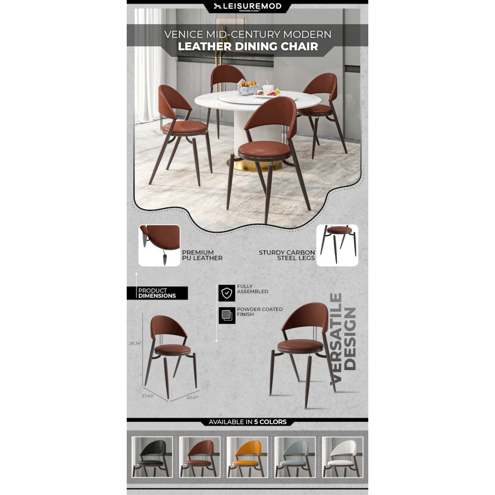Venice Collection Modern Dining Chair In Black set of 2 in Dark Brown