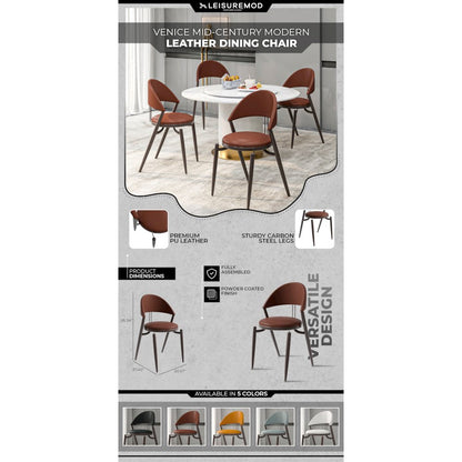 Venice Collection Modern Dining Chair In Black set of 2 in Dark Brown