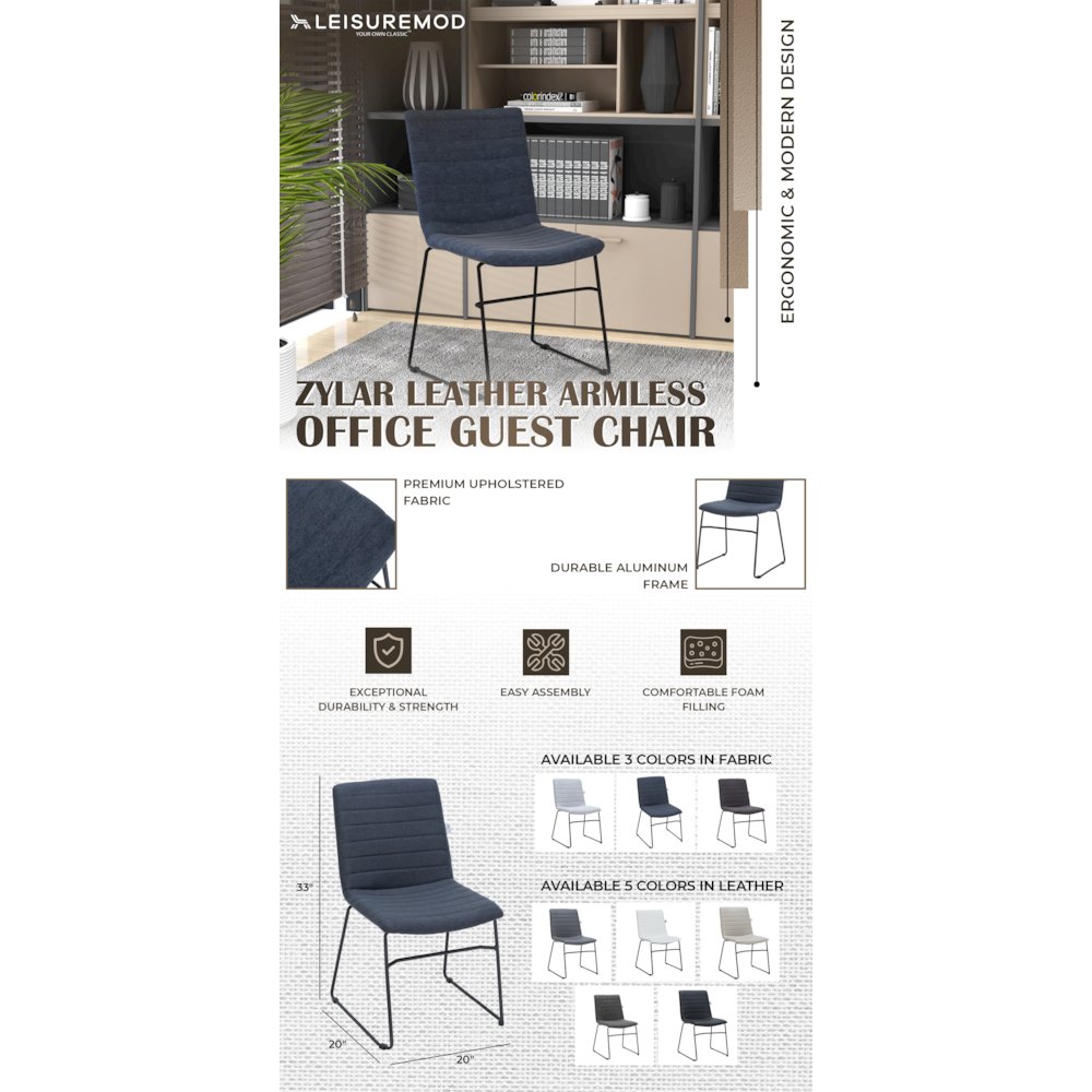 Zylar Series Office Guest Chair in Dark Blue Fabric
