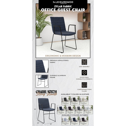 Zylar Series Office Guest Arm Chair in Dark Blue Fabric