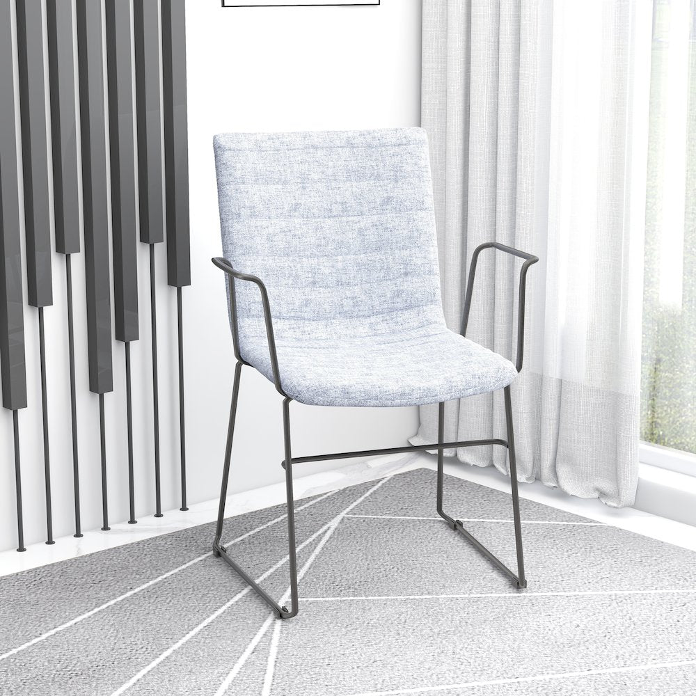 Zylar Series Office Guest Arm Chair in Grey Fabric