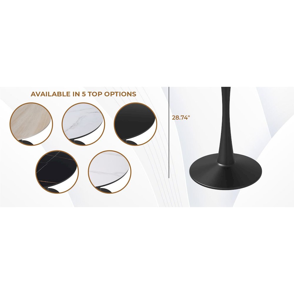 Bristol 24 round dining table Black base with Black Sintered stone Top