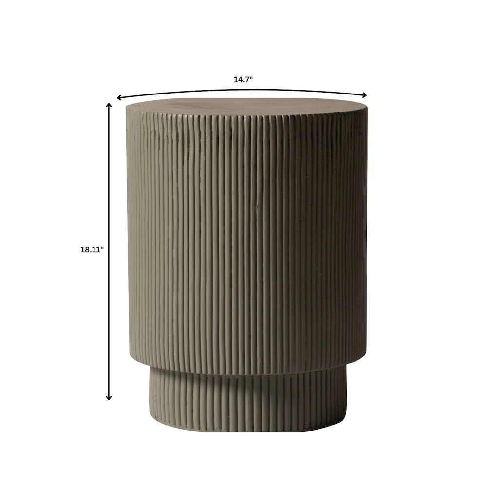 Eden Collection Fiberglass Outdoor Side Table in Grey