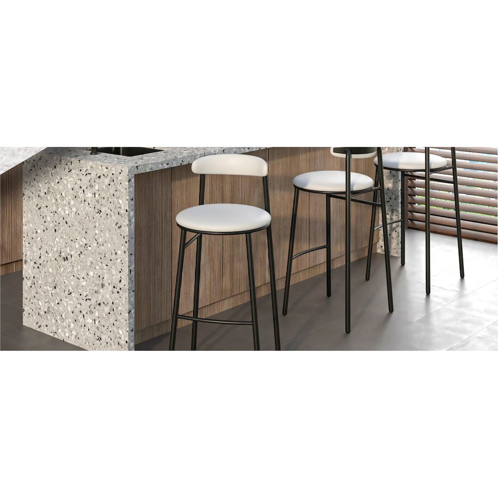 Lume Collection Modern Bar Stool in White