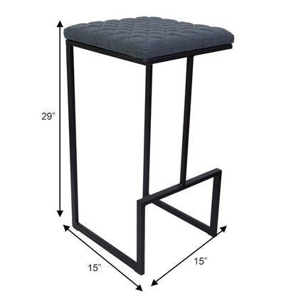 Quincy Quilted Stitched Leather Bar Stools With Metal Frame
