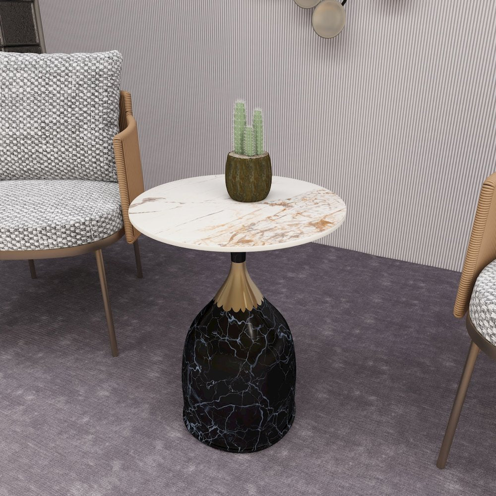 Oslo Collection Modern End Table In Stone Black