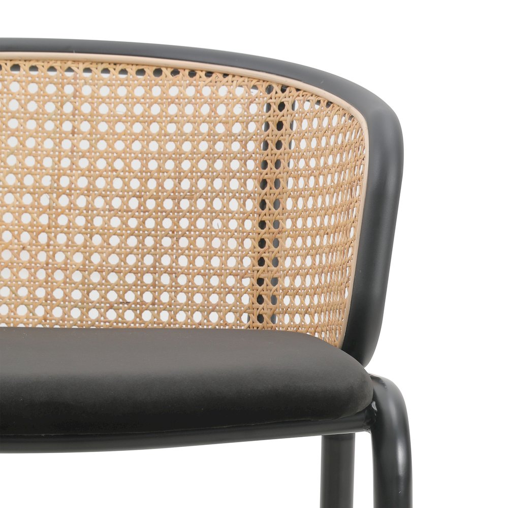 Ervilla Mid-Century Modern Wicker Bar Stool in Black