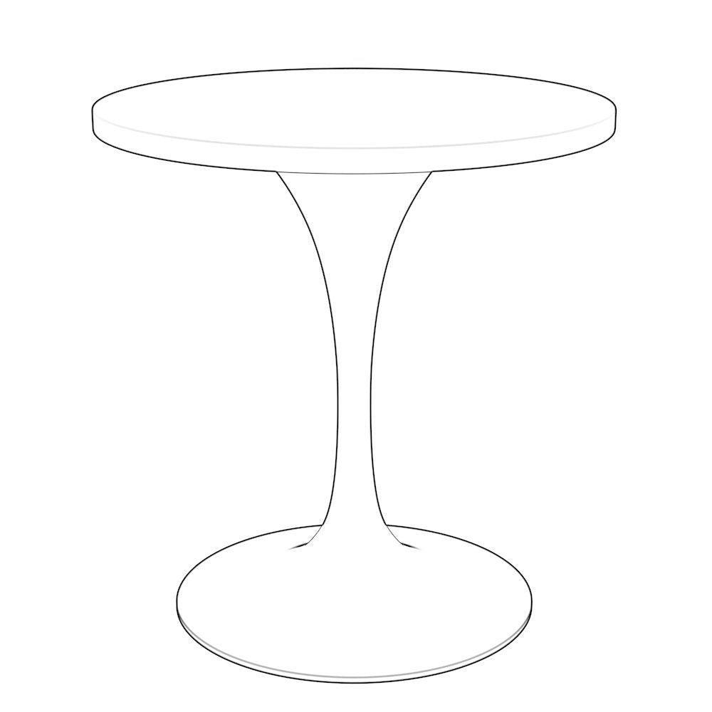 Verve Collection 27 Round Dining Table, White Base with Black MDF Top