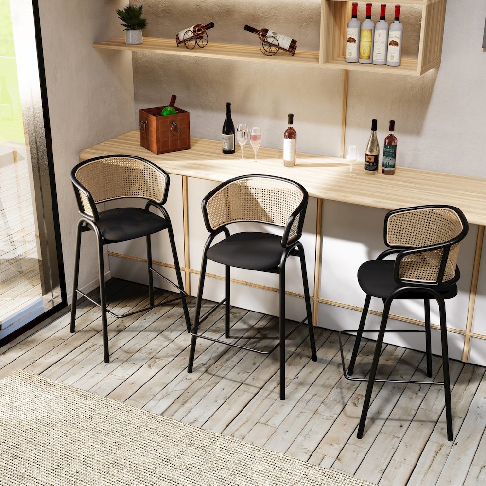Ervilla Wicker Bar Stool Set of 2