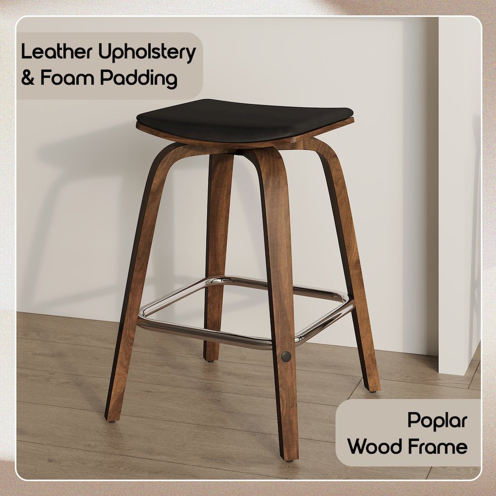 Wooden Counter Stool in Black