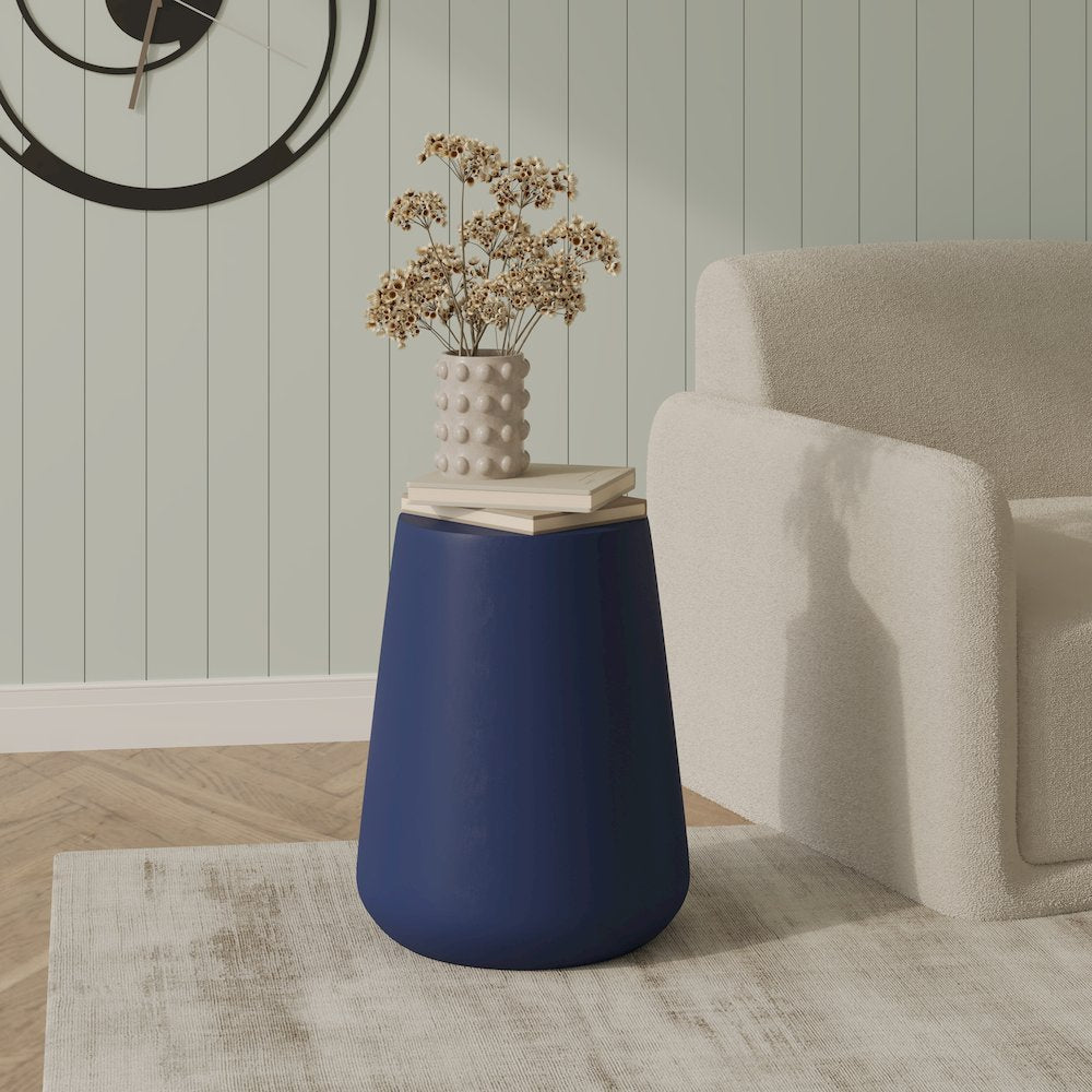 Modern Side End Table Glint Series In Saphire Blue