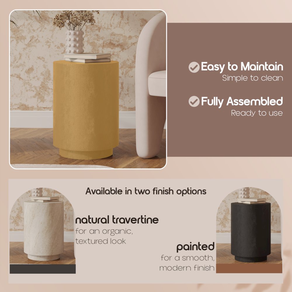 Modern Side End Table Ramble Series In Beige