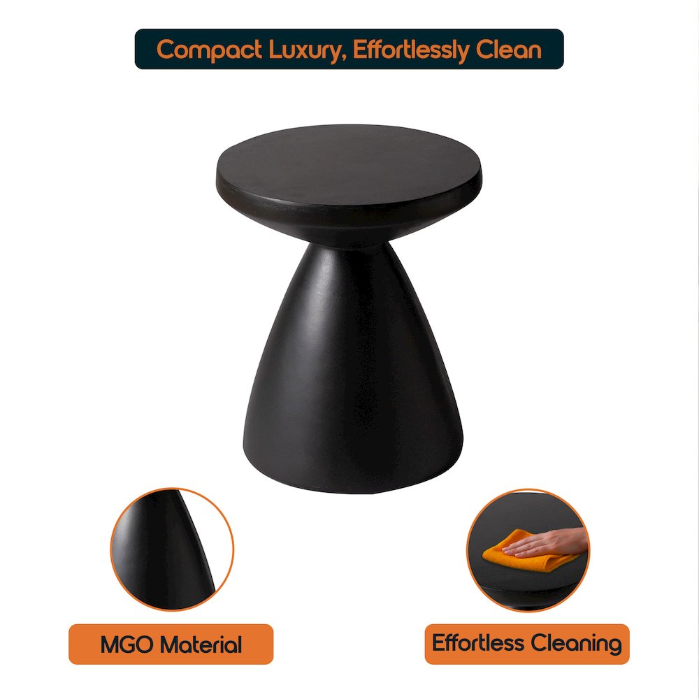 Dune Collection Fiberglass Outdoor Side Table in Black
