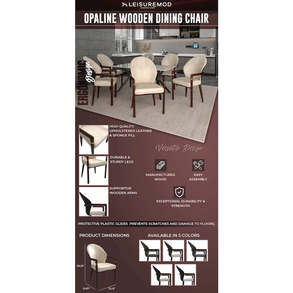 Opaline Series Elegant Wooden Dining Chair in Black Velvet and Toupe