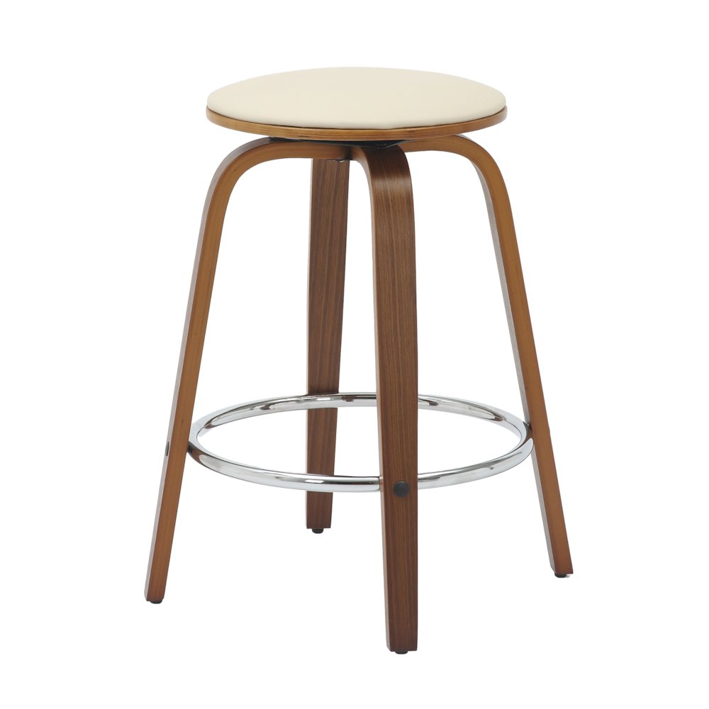 Wooden Counter Stool Pelya Collection Modern Style Walnut color in Light Taupe