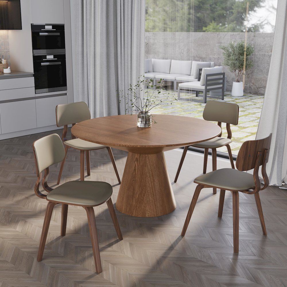 5-Piece Dining Set in Walnut/Light Brown