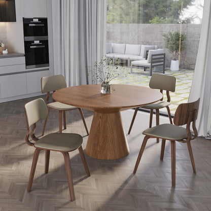 5-Piece Dining Set in Walnut/Light Brown