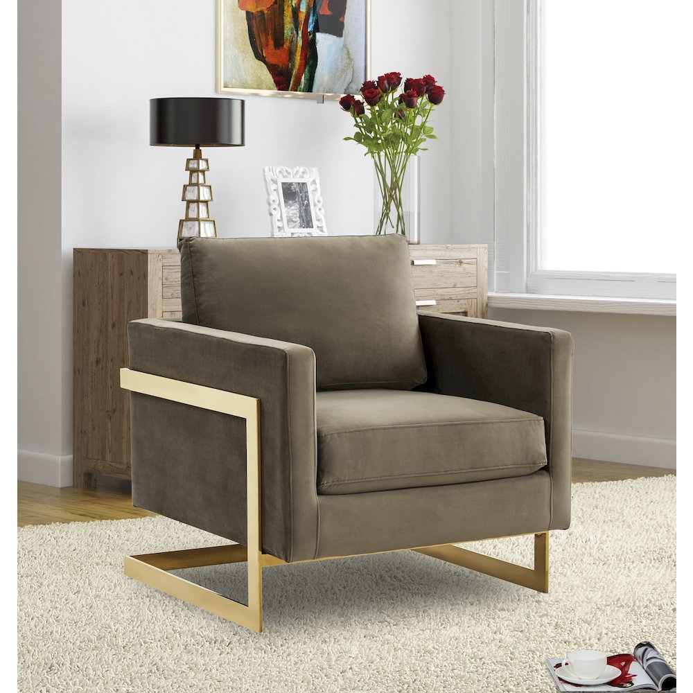 Lincoln Velvet Accent Armchair With Gold Frame