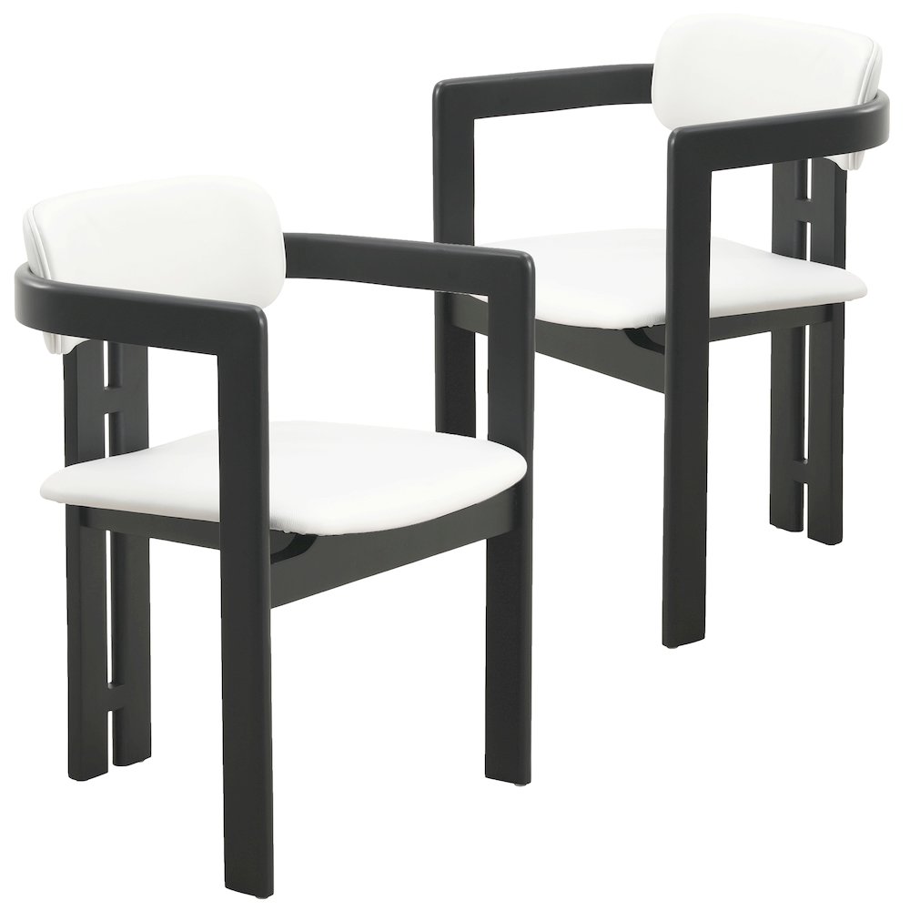 Velo Series Modern Dining Cha...Black Wood with Off White Seat Set of 4