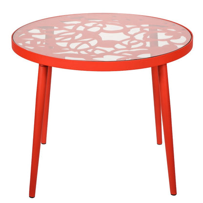 Devon Tree Design Glass Top Aluminum Base Indoor Outdoor End Table