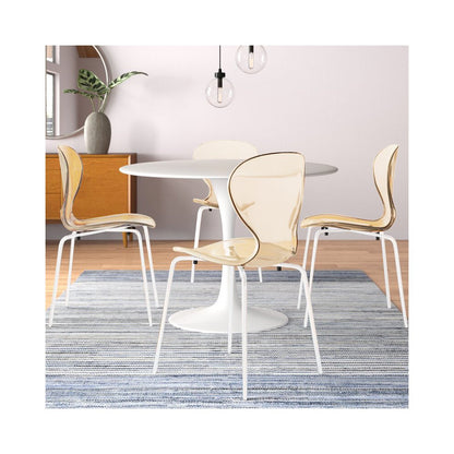 Modern Oyster Transparent Side Chair in White Base
