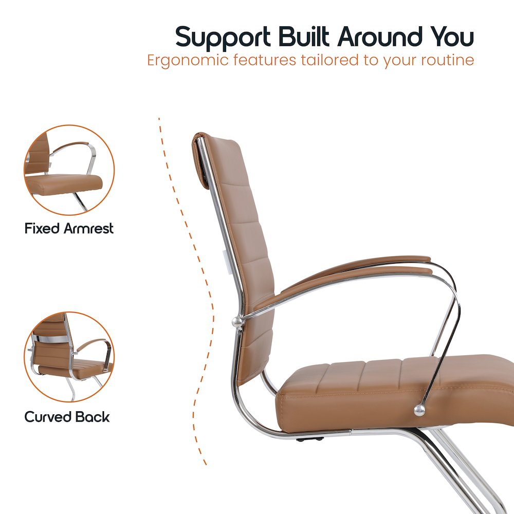Benmar Home Leather Guest Office Chair in Light Brown