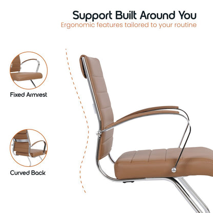 Benmar Home Leather Guest Office Chair in Light Brown