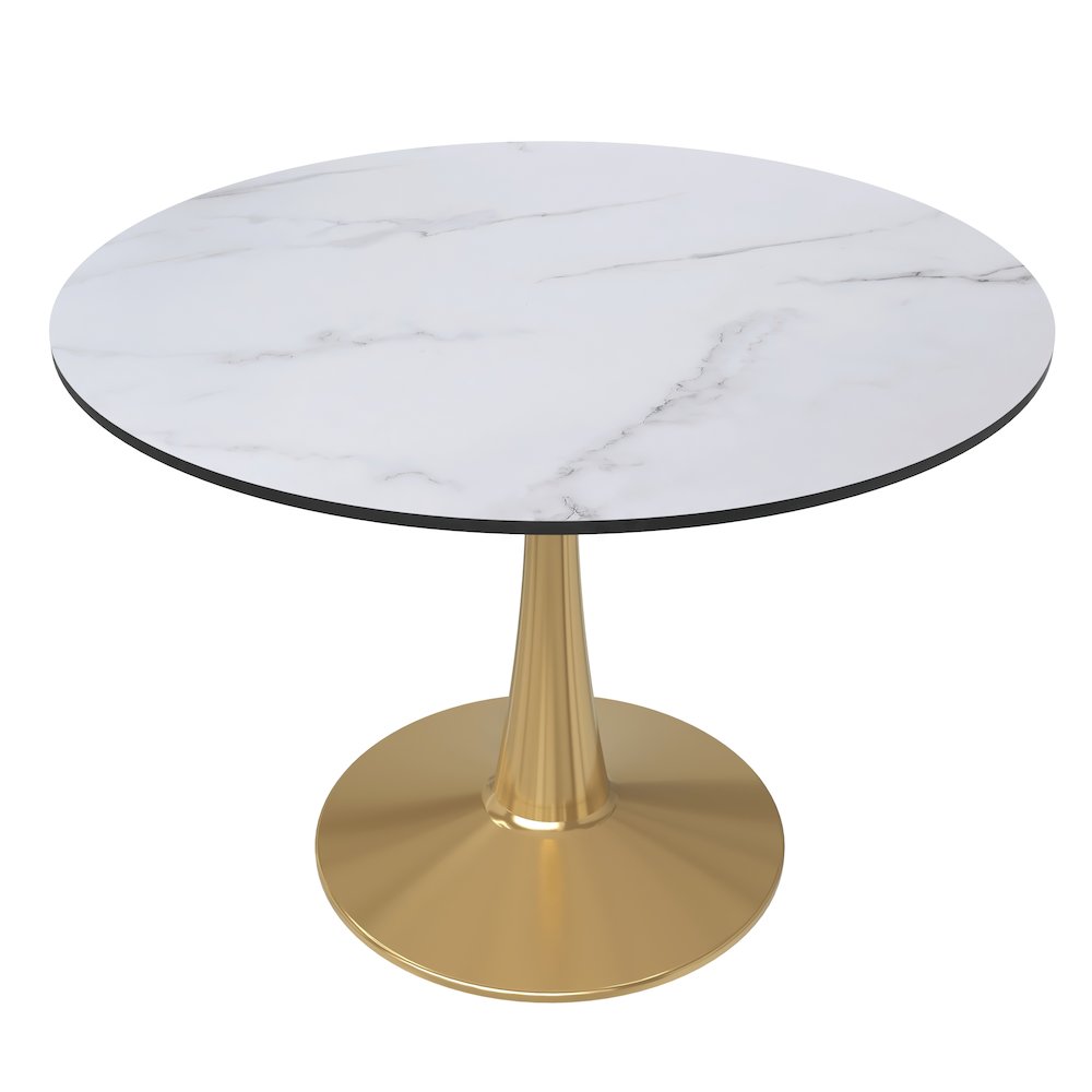 Bristol 40" round dining table Gold Base With White Top