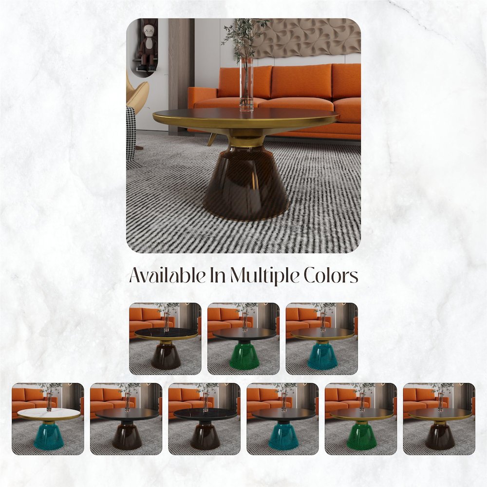 Tully Collection Glass Coffee Table Grey glass, Gold Rim with Black Glass top